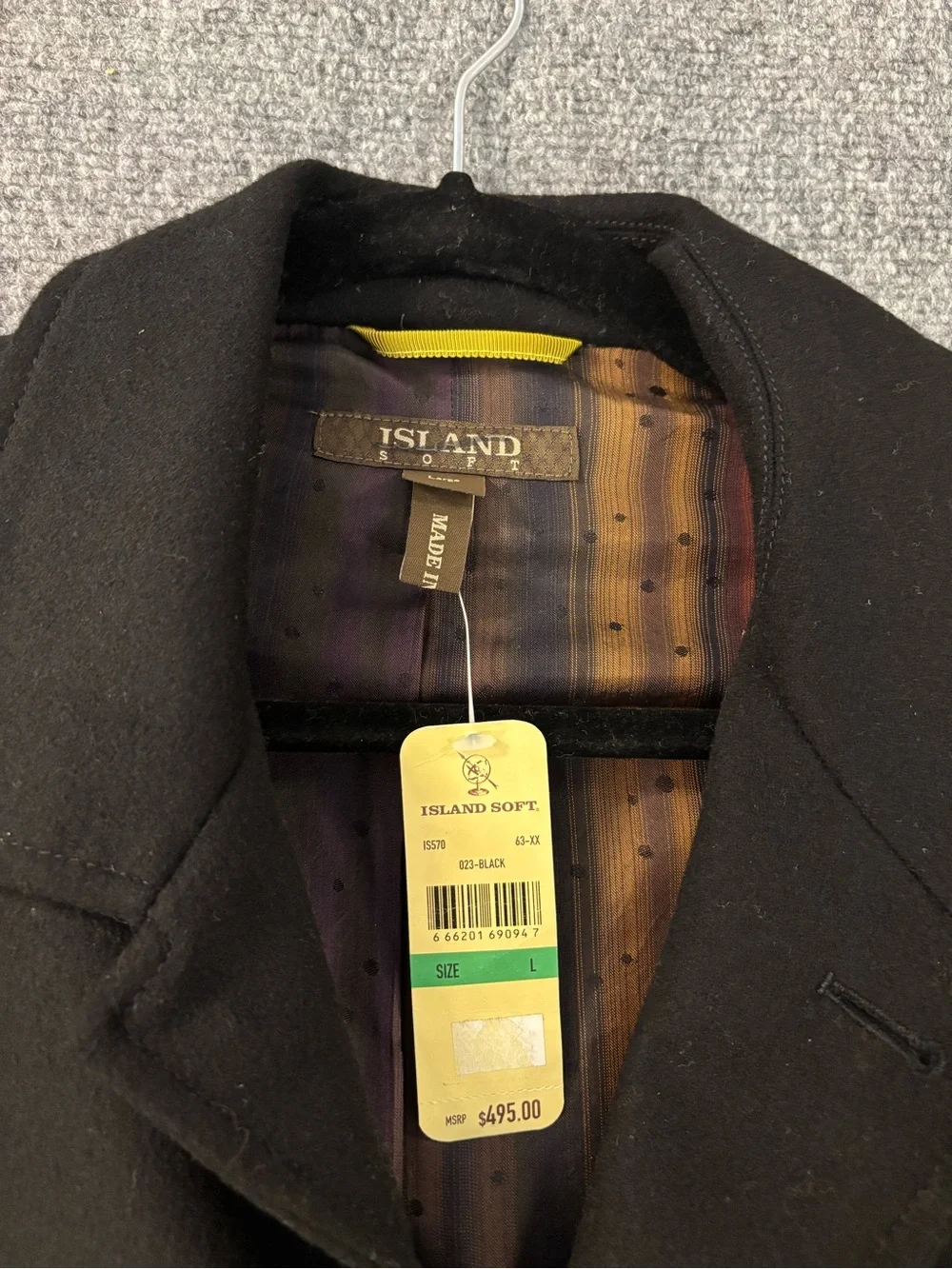Tommy Bahama Island Soft Wool Jacket Black Mens Size Large